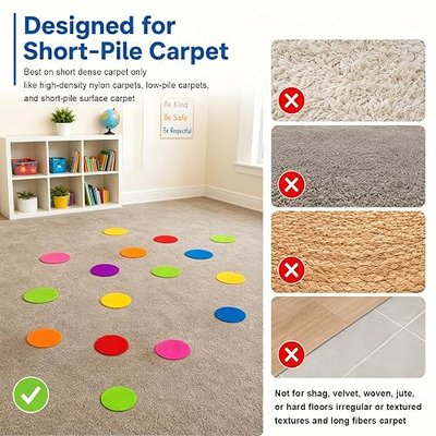 Sukh Carpet Dots for Classroom - 28 Pcs 4 Inch Carpet Spots Markers | Floor Dots, Line Up Spots for Classroom Seating, Activity Zones, Kindergarten Yoga, Floor Decoration, 7 Colors