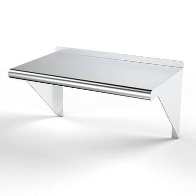 NSF Certified 18 Gauge Heavy Duty Stainless Steel Wall Shelf with Brackets for Kitchens, Utility Rooms, Storage, Offices & Home (24"x18")