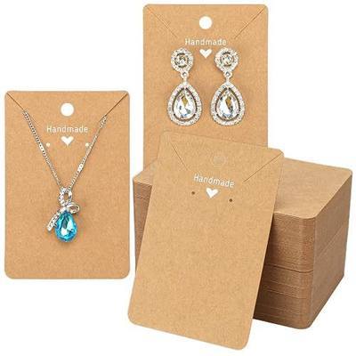 joycraft 100Pcs Kraft Earring Cards Necklace Display Cards,Brown Paper Ear Studs Display Cards,Personalized Jewelry Cards for Selling,Hanging Earring and Necklace,DIY Crafts,and Retail(3.5"x2.4")