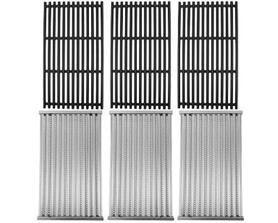Cast Iron Grill Grates and Stainless Steel Emitter Plates for Charbroil Commercial Infrared 4 Burner 463242715, 463242716, 463276016, 466242715, 466242815, 463257520 Gas Grills