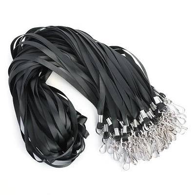 LOCONHA 50 Pack black lanyards Lanyards for Id Badges Lanyards Safety Badge Lanyard 18" with Swivel Hook | Safety Badge Lanyard 18", Flat Nylon Neck Strap, Breakaway Clasp, For Office School Events