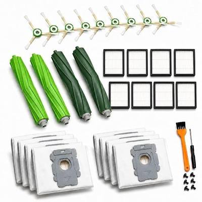 26 Replacement Parts for iRobot Roomba i7 i7+ i3 i3+ i4 i4+ i5 i5+ i6 i6+ i8 i8+ E5 E6 E7 Robot Vacuum Accessories, 2 Rubber Roller 8 Filters 8 Side Brushes 8 Vacuum Bags(NOT Fit the Combo J7+)