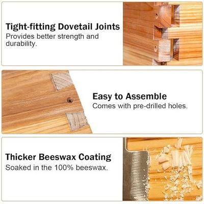 BeeCastle 10 Frame Assembled Medium Honey Super Bee Hive Box with Beehive Frames & Beeswax Coated Foundation Sheets