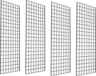 Only Hangers - Commercial Grade Gridwall Panels – 2’ Width x 6’ Height, Pack of 4 (Black Finish)