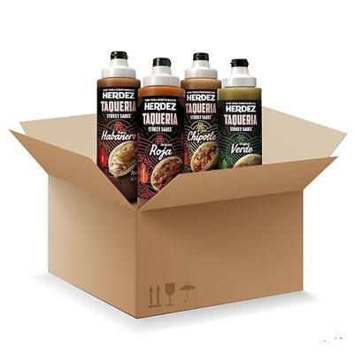 HERDEZ TAQUERIA STREET SAUCE Variety Pack- Habanero, Verde, Roja & Chipotle | 9 oz Squeeze Bottles (4 Pack) – Authentic Mexican Flavor