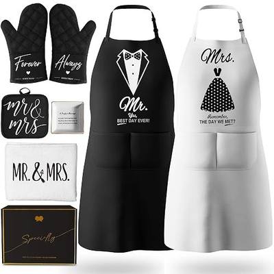 Mr & Mrs Aprons for Couple Gift-Anniversary,Bridal Shower,Wedding,Engagement,Christmas Gifts for Couple,Kitchen Gift Set