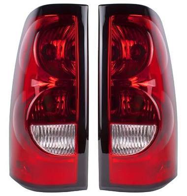 Boine Compatible With 2003 2004 2005 2006 Chevy Silverado 1500 2500 3500 Driver and Passenger Side Tail Light - Bulb and Harness Included