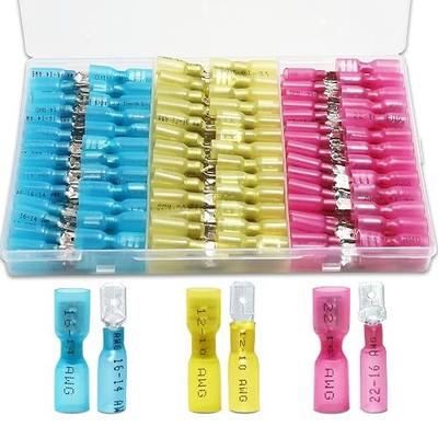 150 PCS Spade Connectors Kit, Heat Shrink Spade Terminal 22-10 AWG | Waterproof Wire Connectors Male and Female, Insulated Tinned Copper Terminals Include 12-10AWG 16-14AWG 22-16AWG