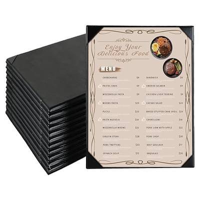 Restaurant Menu Covers Holders 8.5" X 11" | Pack of 12 Synthetic Leather Single View Menu Holder Covers Book Style with Angled Corners Black for Wine List
