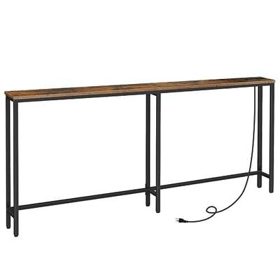 HOOBRO 70.9" Narrow Console Table with Charging Station, 5.9" Slim Sofa Table Behind Couch, 2 AC Outlets & USB-C Ports, Long Entryway Tables, for Hallway, Livingroom, Rustic Brown BF185UXG01G1