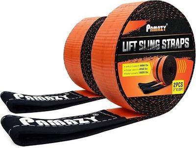 2 Pack 2" x10FT Super Sturdy Lift Sling Strap, 18800 Pound Capacity Heavy Duty Eye-Eye Nylon for Hoist, 2-Ply Twist Polyester Rigging, Tree Saver Recovery Web Sling Winch