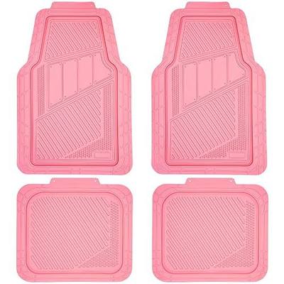 CAR PASS Heavy Duty Rubber Floor Mats 4-Piece,Pink Car Mats Full Sets Anti-Slip,Waterproof Universal Trim-to-Fit for Car SUV Truck, Durable All Weather Automotive Car Mats for Women,Girly(All Pink)