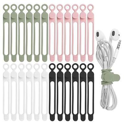 24Pcs Silicone Cable Straps Cord Organizer for Bundling Earphone, Phone Charger, Computer Cords, Reusable Cable Ties Wire Organizer in Home,Office,Kitchen,School (4 Colors)