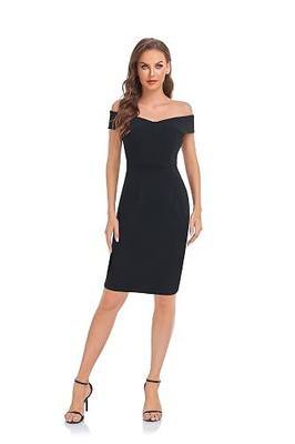 Women's Off Shoulder V Neck Bodycon Evening Cocktail Party Dress Wedding Guest Dress