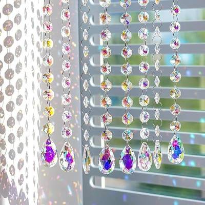 10 Pack Teardrop Crystals Garland, Crystal Teardrop Chandelier Replacement | AB Colorful Hanging Glass Crystals for Chandelier, Christmas Tree, Home Decor