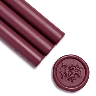 UNIQOOO Jewel Tone Ruby Marsala Red Glue Gun Sealing Wax Sticks for Wax Seal Stamp - Great for Wedding Invitations, Cards Envelopes, Snail Mails, Wine Packages, Christmas Gift Ideas, Pack of 8
