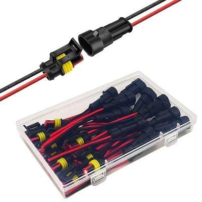 18 AWG 2 Pin Waterproof Connector 2 Pin Automotive Electrical Connectors Quick Disconnect 2 Wire Connectors with 18 Gauge Wire (10 Kits)