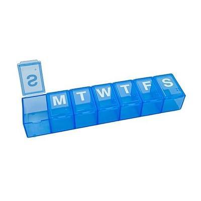 Amazon Basic Care 7-Day Weekly Pill Organizer, Portable Medicine and Vitamin Planner Box with Medium Compartments, Blue