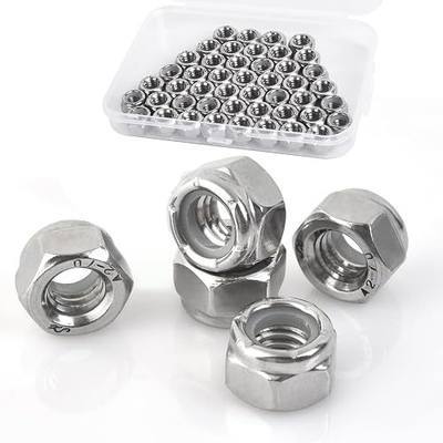 5/16-18 Lock Nuts - Nylon Insert Hex Locknuts,304 Stainless Steel,Plain Finish (25 Pack)