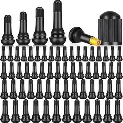 Tallew 150 Pcs Tire Valve Stems Bulk Tubeless Rubber Snap in Valves Stems Black Replacement Tool for Car Tubeless 0.453 Inch Rim Holes Standard Vehicle Tires (Tr412,Tr413,Tr414,Tr418)