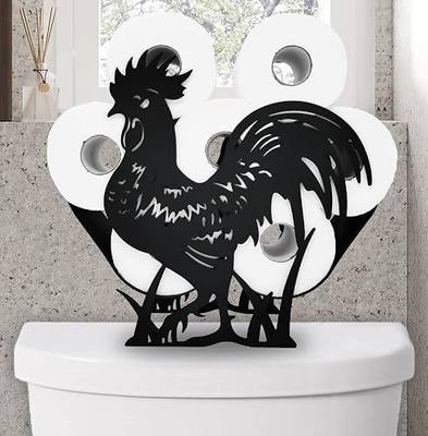 Metal Rooster Toilet Paper Holders,FreeStanding Storage Tissue Paper Holder | Funny Animals Paper Holders for Indoor Bathrooms Kitchen,Toilet Rolls Tissue Storage Fit 8 Rolls,Practical and Convenient