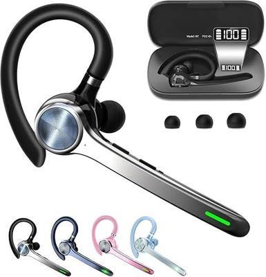 HEIBAS Bluetooth Headset, Wireless Bluetooth Earpiece with 500mAh Charging Case 72 Hours Talking Time Built-in Microphone for iOS Android Cell Phone, V5.1 Hand-Free Headphones for Trucker, Office