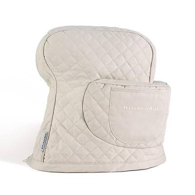 KITCHENAID Fitted Tilt-Head Stand Mixer Cover with Storage Pocket, Quilted 100% Cotton,14.4"x18"x10", Milkshake Tan