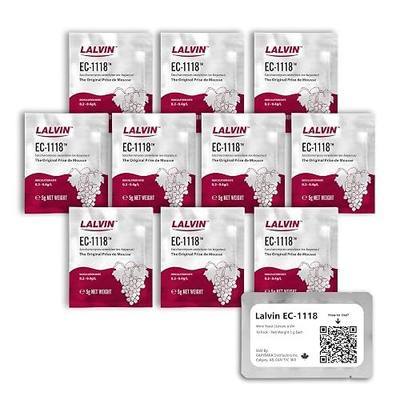 Lalvin EC-1118 Wine Yeast (10 Pack) - Sold by CAPYBARA Distributors Inc. | Champagne Yeast, Make Wine Cider Mead Kombucha At Home, 5 g Sachets, Saccharomyces cerevisiae