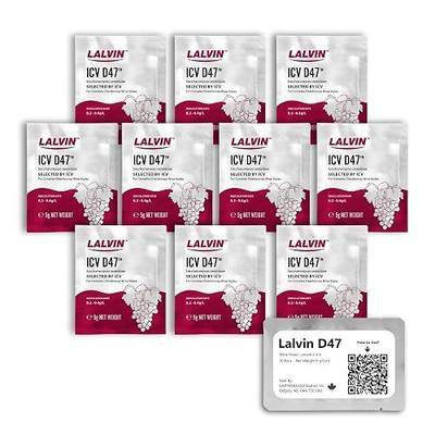 Lalvin D47 Wine Yeast (10 Pack) - Sold by CAPYBARA Distributors Inc. | Make Wine Cider Mead Kombucha At Home, 5 g Sachets, Saccharomyces cerevisiae