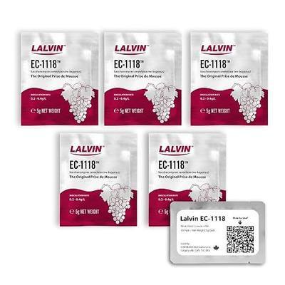 Lalvin EC-1118 Wine Yeast (5 Pack) - Sold by CAPYBARA Distributors Inc. | Champagne Yeast, Make Wine Cider Mead Kombucha At Home, 5 g Sachets, Saccharomyces cerevisiae