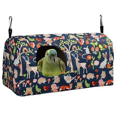 ShuRung Parrot Cockatiel Warm House Bird Nest Bed Winter Hanging Hammock Birds Sleeping Bed Parrot Hideway Bed Polyester Fabric for Parrot Parakeet Cockatiels Budgies Lovebird African Grey (L)