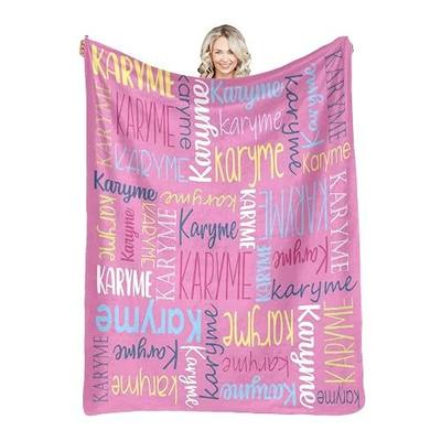Personalized Blankets with Names Baby Gifts for Girls Boys Custom Soft Fleece and Sherpa Name Blanket for Kids and Adults Birthday for Daughter Son Granddaughter Grandson (Dark Pink)