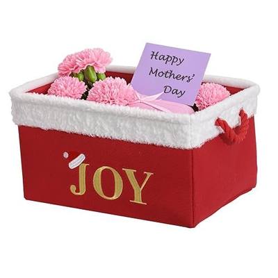 Christmas Basket Large Empty Christmas Baskets Red Christmas Gift Baskets with Handles Holiday Storage for Gifts Holiday Christmas Decor for Baby/Kids/Nursery Room