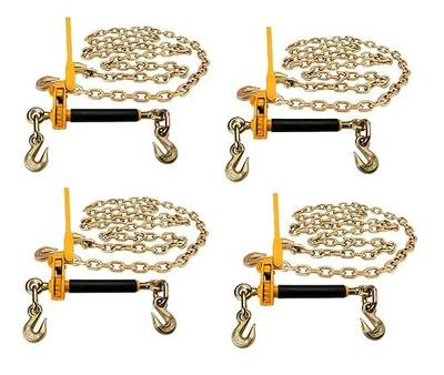 Mytee Products (4 Pack) 3/8" x 20' Grade 70 Chain 3/8-1/2 Peerless QuikBinder Kit H5125-0658 Ratchet Load Binder WLL #12000