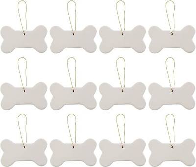 Creative Hobbies Ready to Paint DIY Ceramic Bisque Bone Shape Ornaments with Hanger for Christmas Tree and Holiday Decoration | Pack of 12