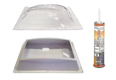 SCT RV Skylight Bundle - Clear Outer Dome 14" x 22", Flange 17" x 25" and Inner Dome with Window 14" x 22" + Dicor 501LSW-1 Lap Sealant