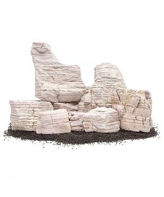 SubstrateSource Natural Aquarium Stones - Yellowish-Cream Layered Aquascaping Rocks for Canyon and River-Style Layouts, Freshwater Decor for Betta Fish Tank, Shrimp & Reptile Enclosure - Sand, 30 LB