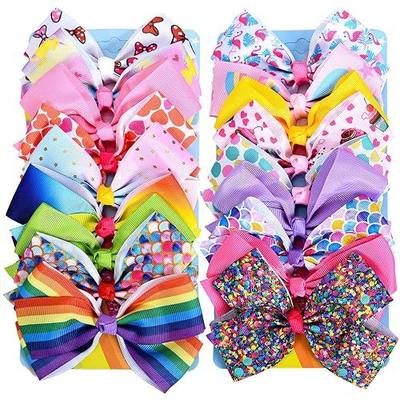 5 Inch Hair Bows for Girls, Colorful Little Girls Hair Bow 18 Pcs | Heart Grosgrain Hair Bow Set With Alligator Clips Hair Accessories for Toddlers Children Kids, Large Girls Bows for Hair