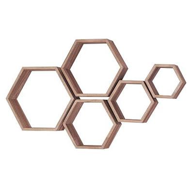 Hexagon Shelves,Floating Wall Shelf,Honeycomb Octagon Cube Shelves Wood