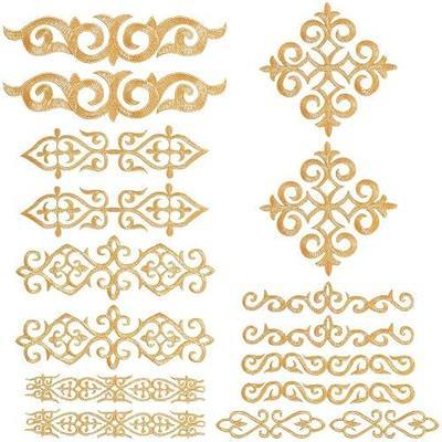 NBEADS 16 Pcs Gold Flower Embroidery Patch, 4.4-9.05inch Large Iron on Patches Sew on Patches Golden Floral Appliques for Wedding Dress Decoration Repair Clothing Backpacks Jeans Caps