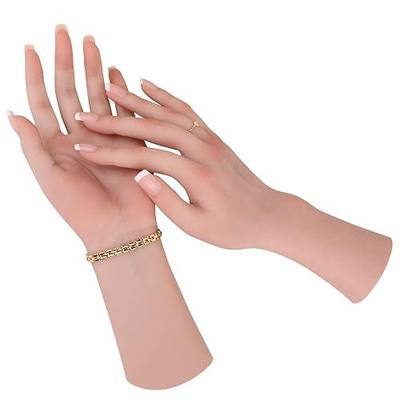 Realistic Silicone Female Hand Life Size Female Model Hand for Showing Jewelry Pranksters Halloween Props Photography Props (Nude,Right Hand-with Skeleton)