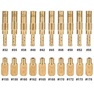 Trkimal 20PCS Carburetor Repair Accessories Kits, 10PCS Carburetor Main Jets and 10 Pcs Slow Pilot Jets Compatible for PWK Keihin FCR OKO KOSO PE, Brass Jet Kits (20PCS-D)