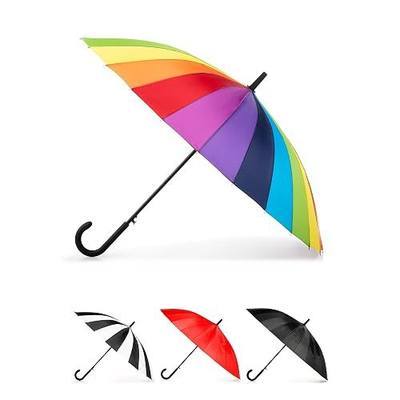 totes Large Eco Auto-Open 24 Rib Stick Umbrella with a Classic J Hook Curved Handle and water repellant