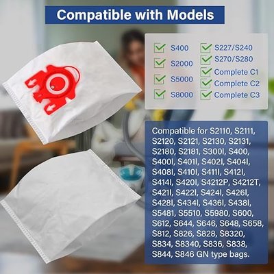 14 Packs 3D Airclean Bags Replacement for Miele FJM Vacuum Cleaner Bags,Compact C1, Compact C2, Complete C1, S241, S290, S300i, S500, S700, S4, S6 Series, Replaces Part 10123220