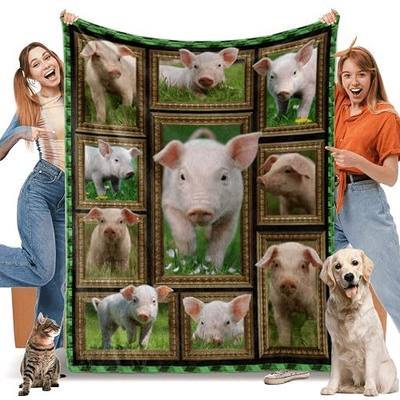 Pig Blanket for Women, Men & Kids - Soft, Cozy, Lightweight Flannel Blankets & Throws for Sofa & Living Room Decor, 50" x 60"