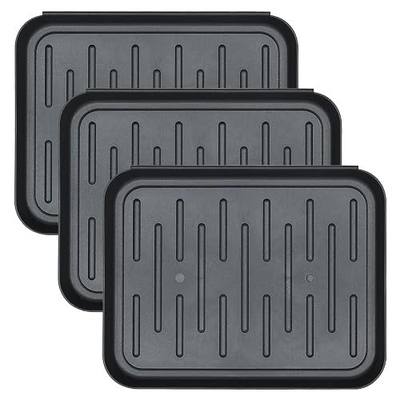 3 Packs Square Boot Tray, Akamino Plastic Utility Shoe Mat Tray for Entryway Indoor and Outdoor Use in All Seasons, 13.7x10.6x1inch,Black