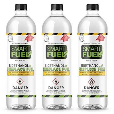 Smart Fuel Bioethanol Fuel for Fireplaces and Stoves - 1 Liter (Pack of 3)