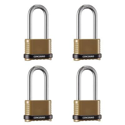CINCINNO Heavy Duty Combination Lock, 4-Digit Combo Lock with Long Shackle,Weatherproof Combination Padlock for Outdoor Use,4 Pack