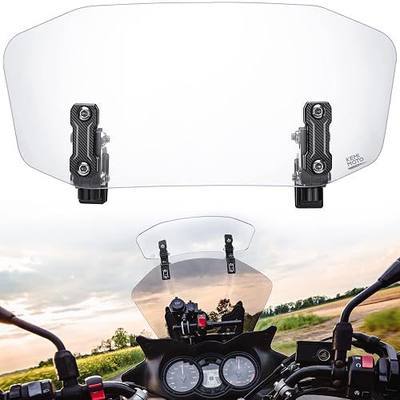 KEMIMOTO Motorcycle Windshield Aluminum Metal Heightened Windshield | Upgraded, Extension Spoiler Clip Universal Adjustable Extension Clips, Clear, Adjustable Angle