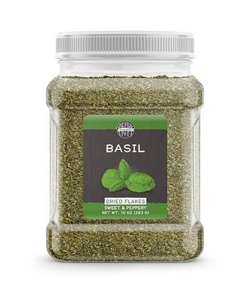 Birch & Meadow 10 oz of Basil Leaves, Cut & Sifted, Sweet Peppery Flavor